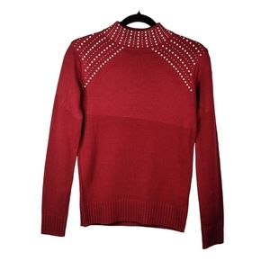 Juicy Couture Red Mock Neck Studded Light Weight 3 Seasons Streetwear Sweater XS